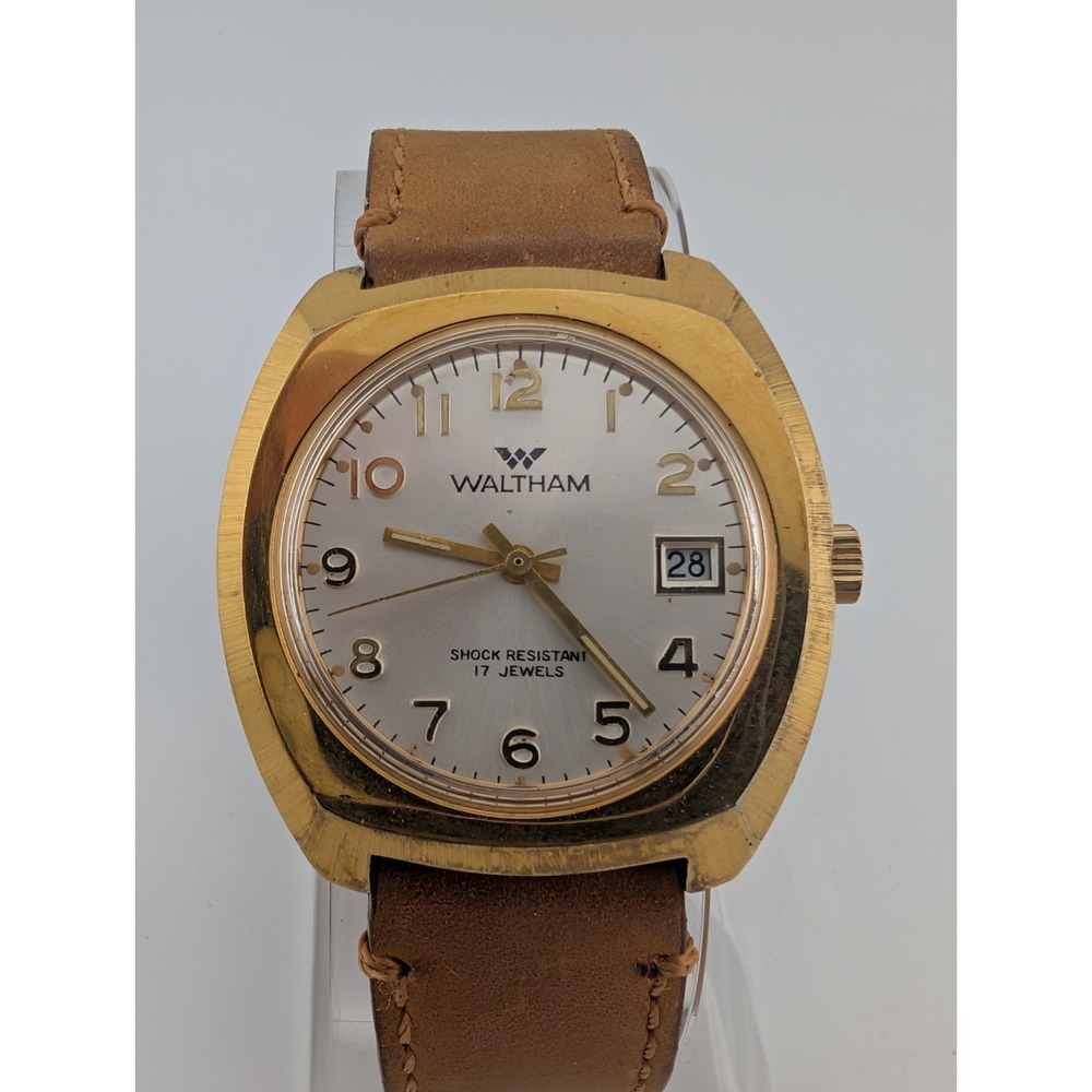 Vintage Waltham 17 Jewels Manual Wind Watch 38mm Cushion Case- Working